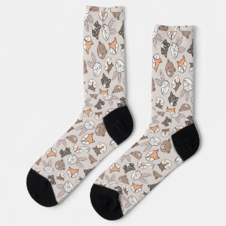 Cute Animal Faces Pattern Socks