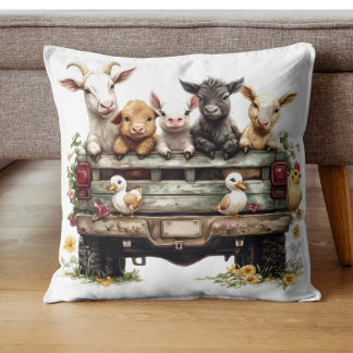 Cute Animal Farm On Pillow