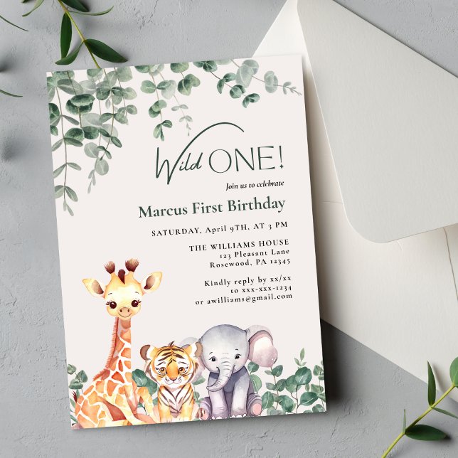 Cute Animal First Birthday Invitation (Creator Uploaded)