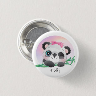 Cute Animal Friendly Panda Bamboo 3 Cm Round Badge