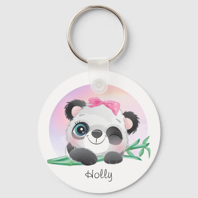 Cute Animal Friendly Panda Bamboo   Key Ring (Front)