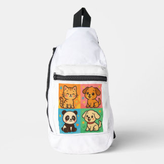 Cute Animal Friends Backpack – Cat, Dogs & Panda C
