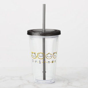 Cute animal friends face acrylic tumbler