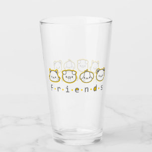 Cute animal friends face glass