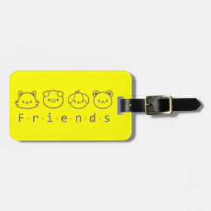 Cute animal friends face luggage tag