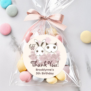 Cute Animal Friends Forever Girl Kids Party Favour Classic Round Sticker