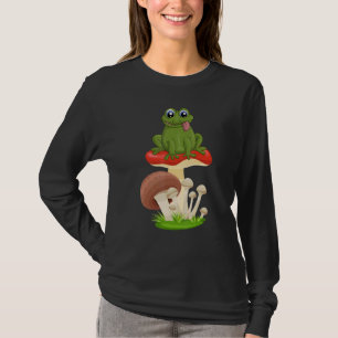 Cute Animal Frog Fungi Nature Forest Foraging Mush T-Shirt