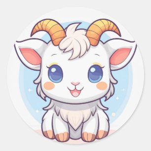 Cute Animal Goat Classic Round Sticker