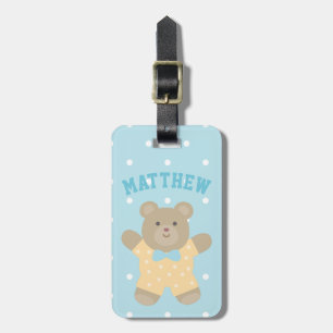 Cute Animal Grizzly Bear Cub Kids Add Your Name Luggage Tag
