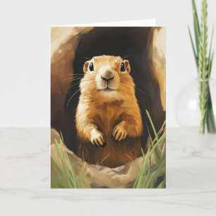 Cute Animal Groundhog Holiday Card