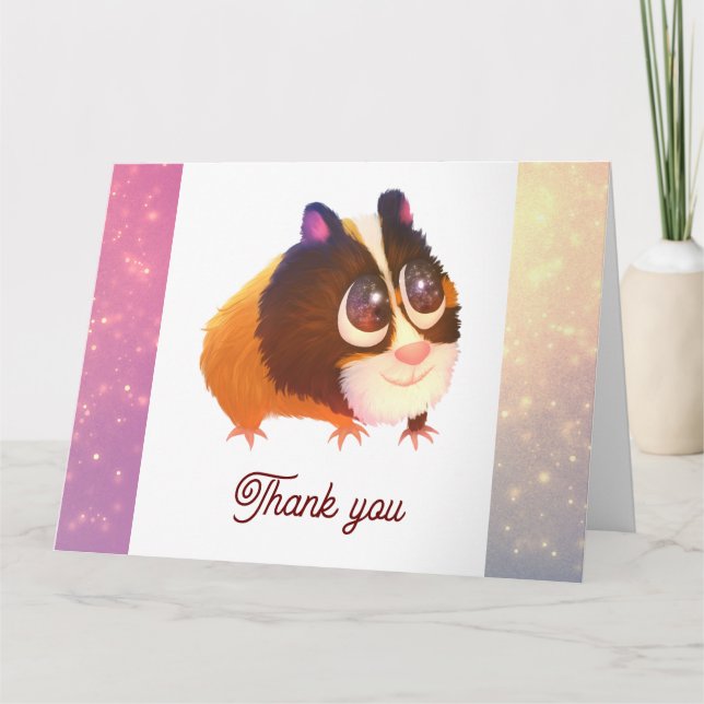 Cute Animal Guinea pig Folded Thank You Card (Front)