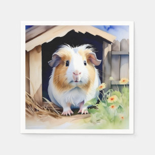 Cute Animal Guinea Pig Watercolor Napkin