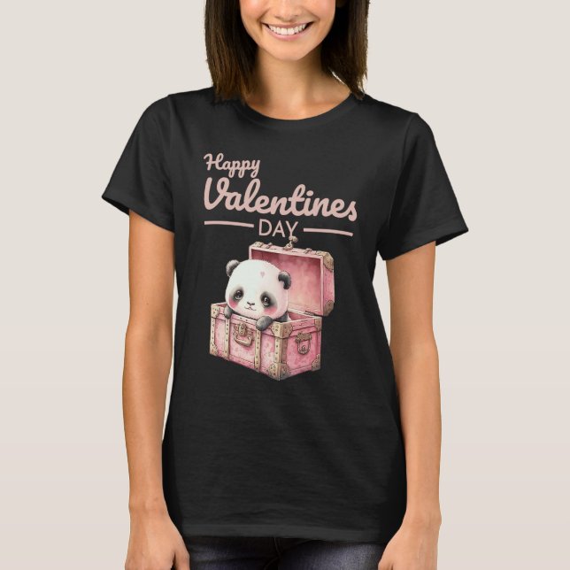 Cute Animal Heart Panda  Happy Valentine Day  1 T-Shirt (Front)