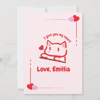 Cute Animal Heart Personalised Card