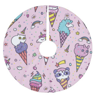 Cute Animal Ice Cream Cones Brushed Polyester Tree Skirt