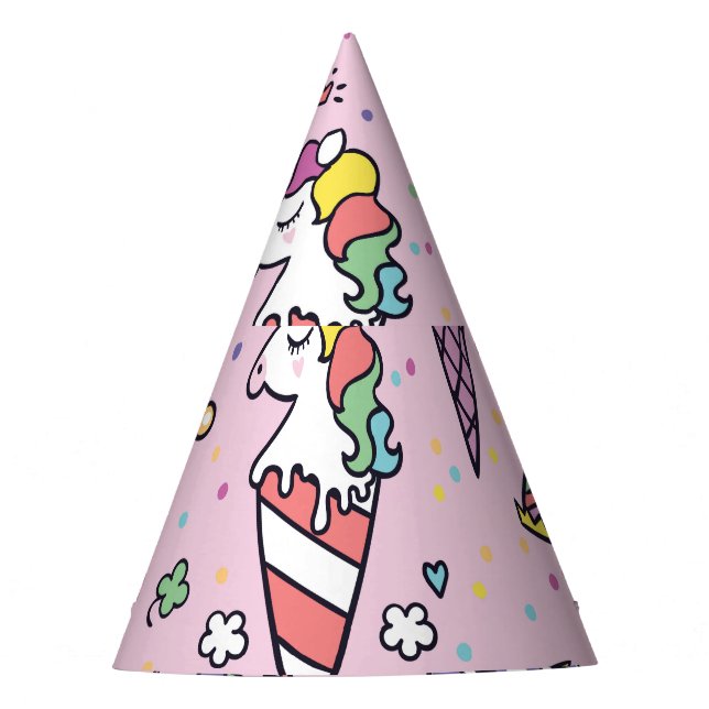 Cute Animal Ice Cream Cones Party Hat (Front)