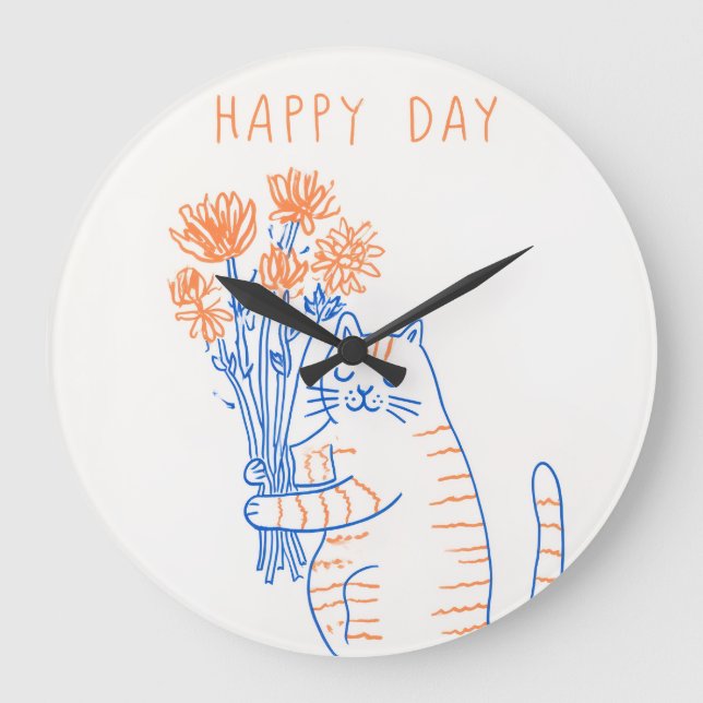 Cute Animal Illustration Round Wall Clock (Front)