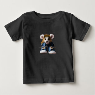 Cute Animal in Shoes – Grey Studio Portrait Baby T-Shirt