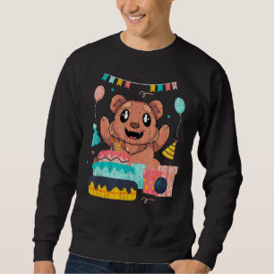 Cute Animal Kids Birthday Party Cake Brown Bear 1 Sweatshirt