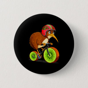 Cute Animal Kiwi Cycling New Zealand  6 Cm Round Badge