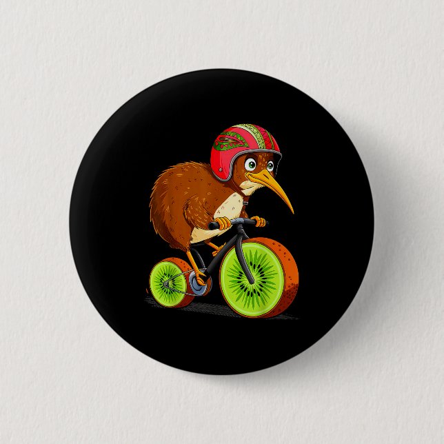 Cute Animal Kiwi Cycling New Zealand  6 Cm Round Badge (Front)