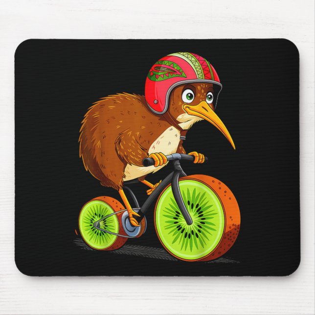 Cute Animal Kiwi Cycling New Zealand  Mouse Pad (Front)