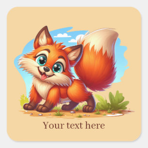 Cute animal love fox customisable  square sticker