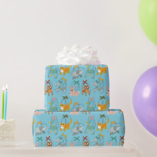 Cute Animal Marionette Puppets Puppeteer Pattern Wrapping Paper