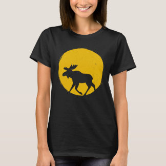 Cute Animal Moose Elk Sun Silhouette T-Shirt