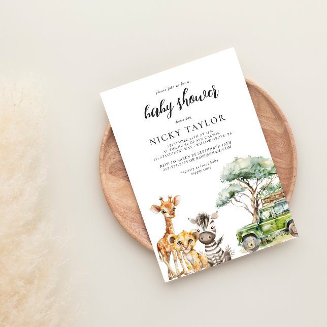 Cute Animal Nursery Safari Baby Shower Invitation (Creator Uploaded)