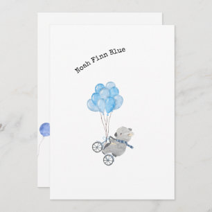 Cute Animal on A Bike With Blue Balloons Invitation