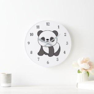 Cute Animal Panda Bear Large Clock