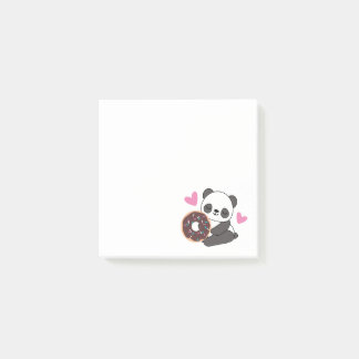 Cute Animal Panda Bear Pink Heart Doughnut Post-it Notes