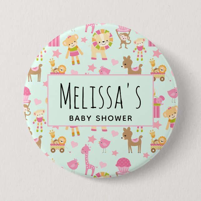 Cute Animal Pattern Baby Shower 7.5 Cm Round Badge (Front)