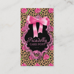 Cute Animal Pattern Business Card Leopard Rose