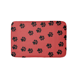 Cute Animal Paw Print Pattern Black Bath Mat