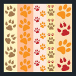 Cute Animal Paw Prints Pattern in Natural Colours<br><div class="desc">A cute design with several rows of animal paw prints in natural colours like brown,  yellow,  red and orange on a striped pattern. Some paws have claws and others do not.</div>