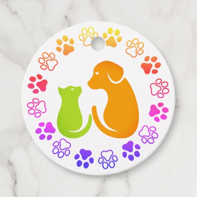 Cute animal paws  favour tags (Front)