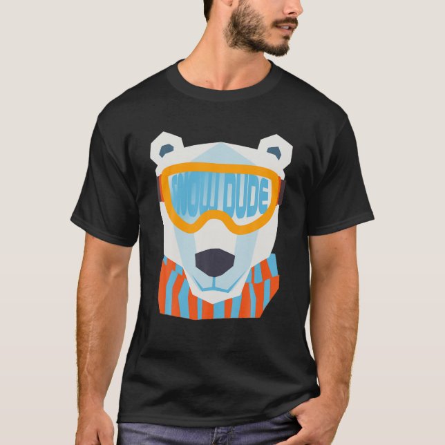 Cute Animal Polar Bear Ski Goggles Snow Dude Winte T-Shirt (Front)