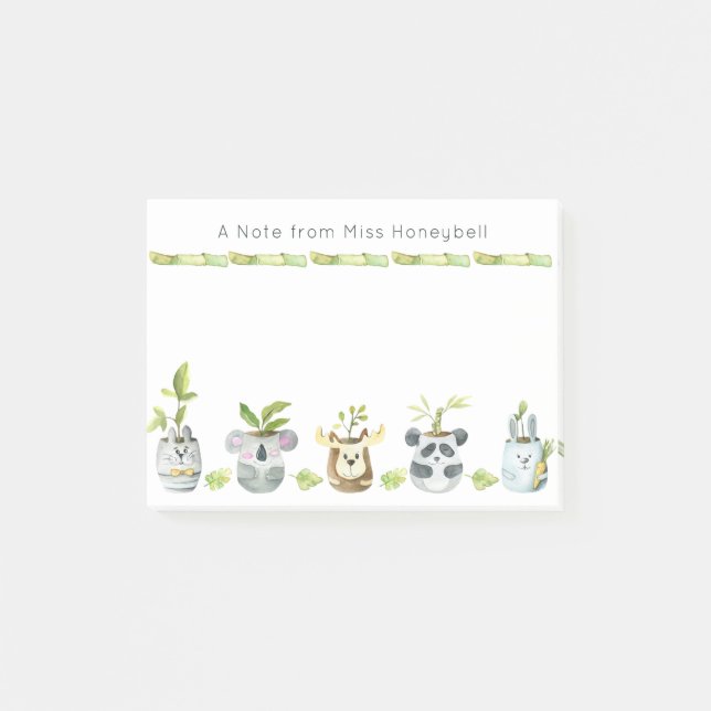 Cute Animal Pot Plants Personalized Note From .. (Front)
