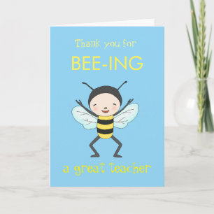 Cute Animal Pun Thank you Teacher appreciation    Card
