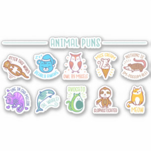 CUTE ANIMAL PUNS SET 