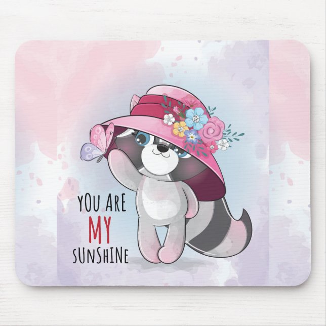 Cute Animal Racoon Mouse Pad (Front)