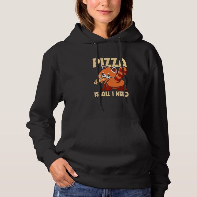 Cute Animal Red Panda Pizza Fan Eating Fast Food P Hoodie (Front)