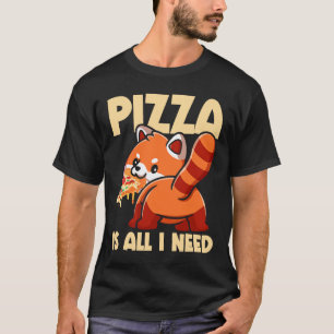 Cute Animal Red Panda Pizza Fan Eating Fast Food P T-Shirt