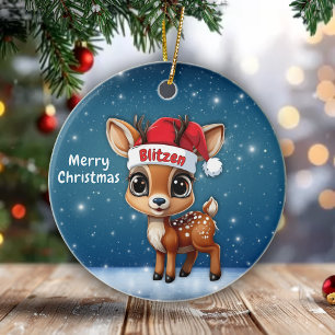 Cute animal reindeer character, baby deer 🦌 🎄 ceramic ornament