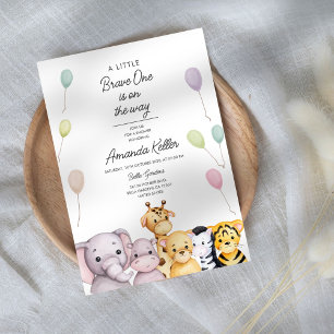 Cute Animal Safari Baby Shower Invitation
