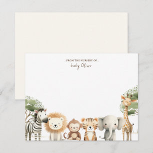 Cute Animal Safari From the nursery of Thank You Card