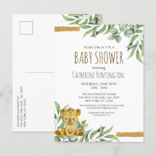 Cute Animal Safari Jungle Lion Baby Shower  Invita Postcard