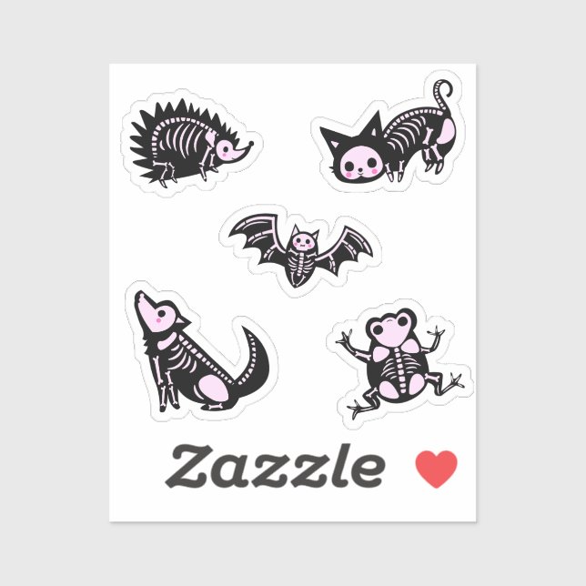 Cute animal skeletons sticker pack (Sheet)